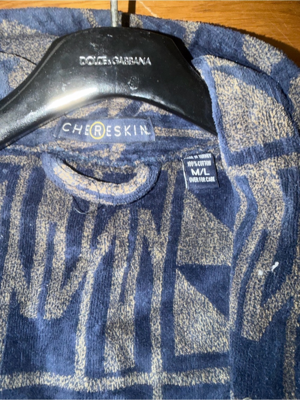 Blue Patterned Women's Bath Robe - Picture 2 of 3